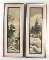 TWO CHINESE WATERCOLOR PAINTINGS ON SILK