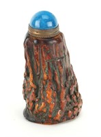 OX HORN CARVED TREE SHAPED SNUFF BOTTLE