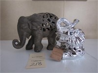 Silver and Grey Elephant Figures