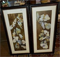 Pair of framed flowers prints