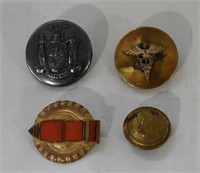 4 pcs Vintage Military Buttons & Pins