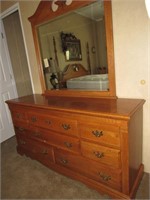 Oak Dresser and Mirror