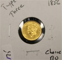 1856 TYPE THREE GOLD DOLLAR   CHOICE BU