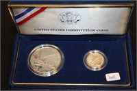 1987 PROOF 5$ GOLD AND SILVER DOLLAR CONSTITUTION