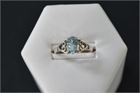 .925 Silver & Aquamarine Ring Size 9