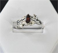 .925 Silver & Garnet  Ring Size 10