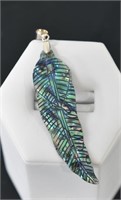 .925 Silver & Abalone Feather Pendant