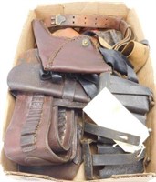 Lot # 637 Flat of Misc Leather Holsters, Belts,
