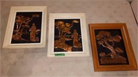 3 FRAMED COPPER RELIEF PICTURES  15 X 20"