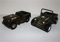 (2) TONKA TOY ARMY JEEPS