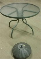 Patio table glass top 40" round & umbrella base