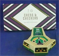 Battery operated baseball game & chess/checkers