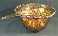 Rare Carnival Glass Punch Bowl - Complete in