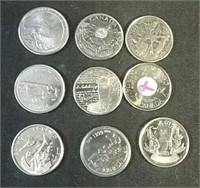 1961 Silver nickel and 9 collector quarters