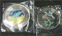 Glow-in-the-dark toonie and quarter from 2017