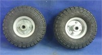 Two - 2-wheel cart wheels