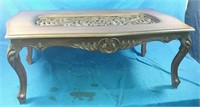 Wooden carved top coffee table  47" x 26" x 18"