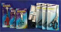 7 Brand New Pairs of Scissors - Assorted tips &