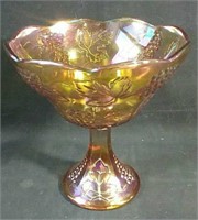9"h Pedestal Carnival Glass fruit bowl Excellent