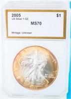 Coin 2005 Silver Eagle $1 PCI MS70
