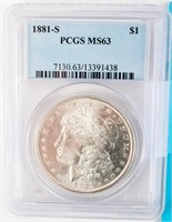 Coin 1881-S  Morgan Silver Dollar PCGS MS63