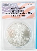 Coin 2012-S  American Silver Eagle $1 ANACS MS70