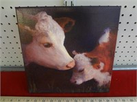 M Danielson Cow Painting on Canvas