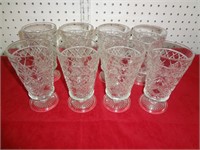 Eight(8) Clear Glass Pattern Glass Footed Goblets