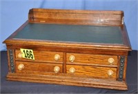 Antique OAK slant top, 4-drawer writing desk