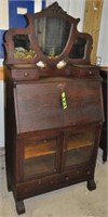 Original antique OAK drop-front secretary/bookcase