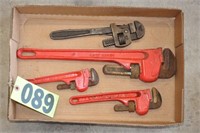 (4) pipe wrenches, 8", 10", & 18" (1 LOT)