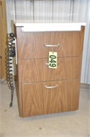 Well made roll around 3-dr. cabinet w/ sliding top