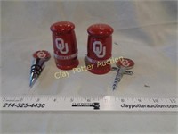 OU Wine Stopper, Corkscrew, S&P Shakers