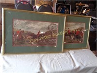 Pair Currier & Ives Framed Fox Hunt Prints