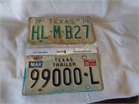 2 Texas License Plates - one vintage