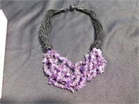 Cord and Amethyst Necklace - very striking