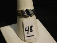 925 Silver & Sapphire Gemstone Ring - size 10