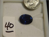 Dark Blue faceted Sapphire gemstone   11 mm long