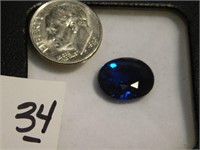 Large Faceted Blue Sapphire gemstone - 11mm long