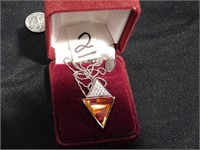 Swarovski Orange & clear Crystals in a triangle