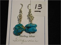 Handmade Sterling silver & turquoise pierced