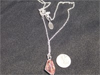 Swarovski Pink free form crystal necklace with an