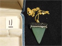 Jade & Rhinestone Triangle Necklace - has an 8"