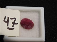 Faceted oval Red Ruby Gemstone   10 mm long