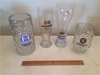 Lot of Four Beer Glasses / Mugs
