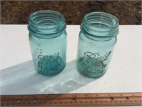 Lot of Two Blue Ball Pint Jars