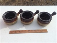 Lot of Three Soup Bowls with Handles