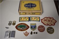 GROUP PATCHES, ZIPPO LIGHTERS, BOY SCOUTS, ETC