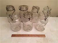 Lot of Vintage Glass Jars with Glass & Wire Covers