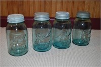Four Ball Jars with Zinc Lids - Blue
